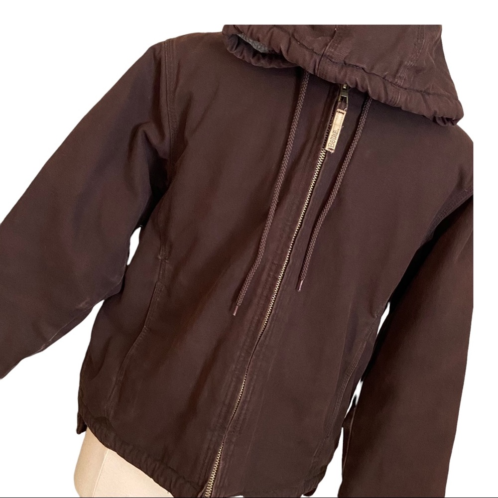 Women’s Brown Berne Fleece-Lined Hooded Jacket, Size Large